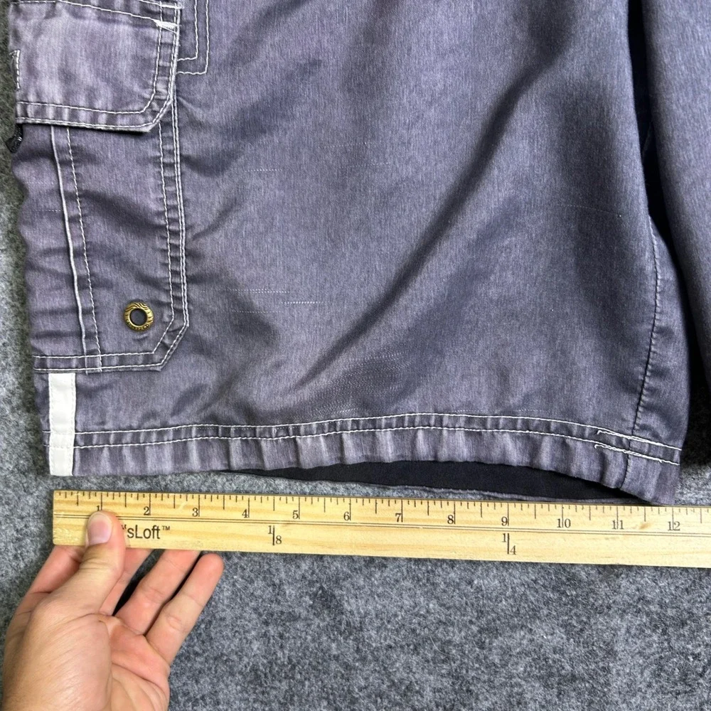 Ocean Pacific OP Striped Cargo Board Shorts Grey Black Y2K Skater Mens Size M